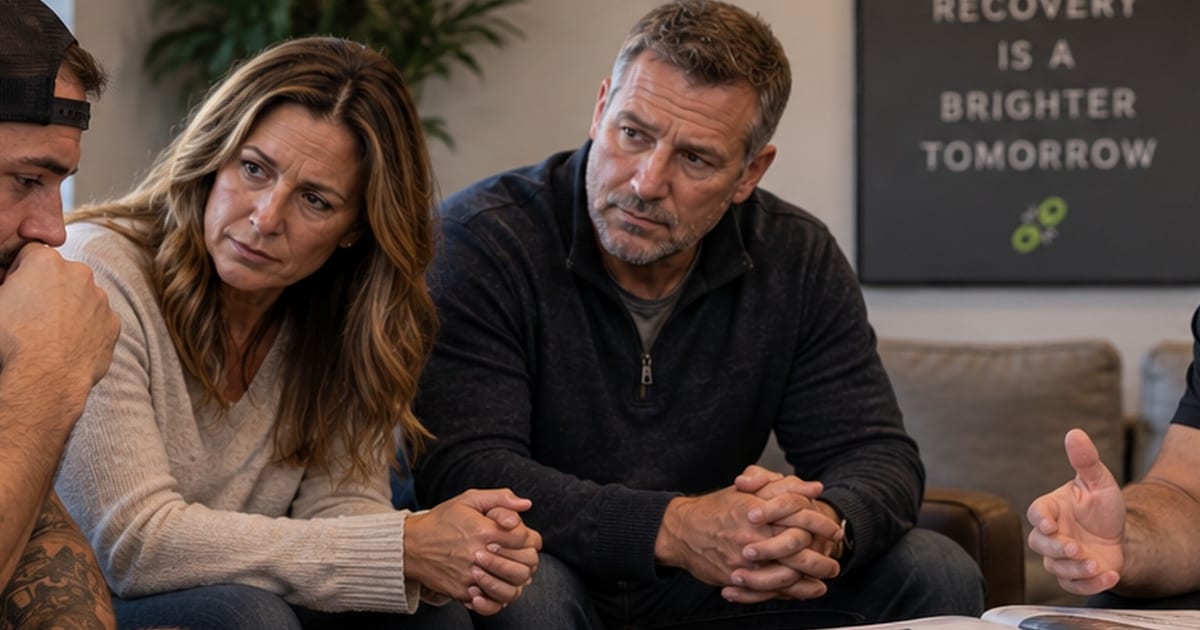 Family meeting with recovery professional after opioid overdose to plan next steps